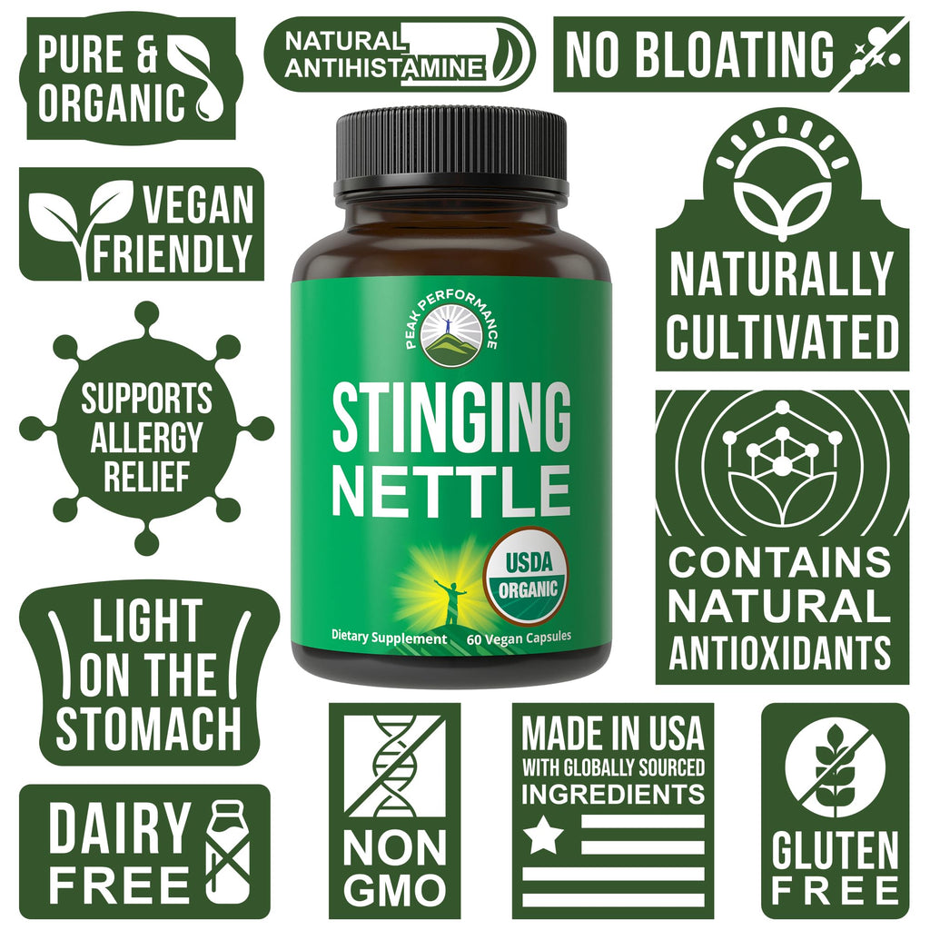 Peak Performance Organic Stinging Nettle Vegan Capsules - 60 Count - image 3