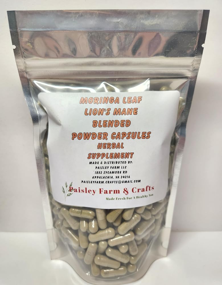 Paisley Farm Moringa Leaf & Lion's Mane Powder Capsules - 300 Pk