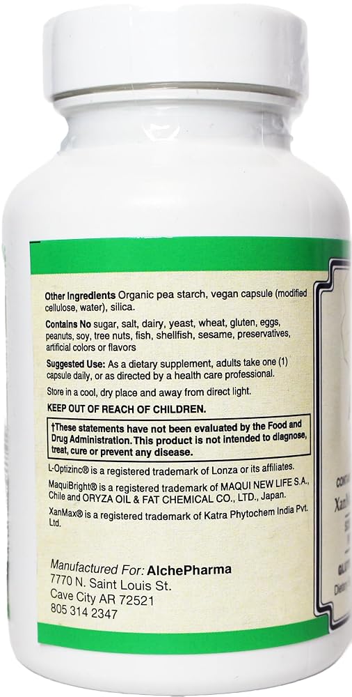 AlchePharma Advanced Eye Care Supplement with Lutein & Zeaxanthin - 60 Capsules - image 3