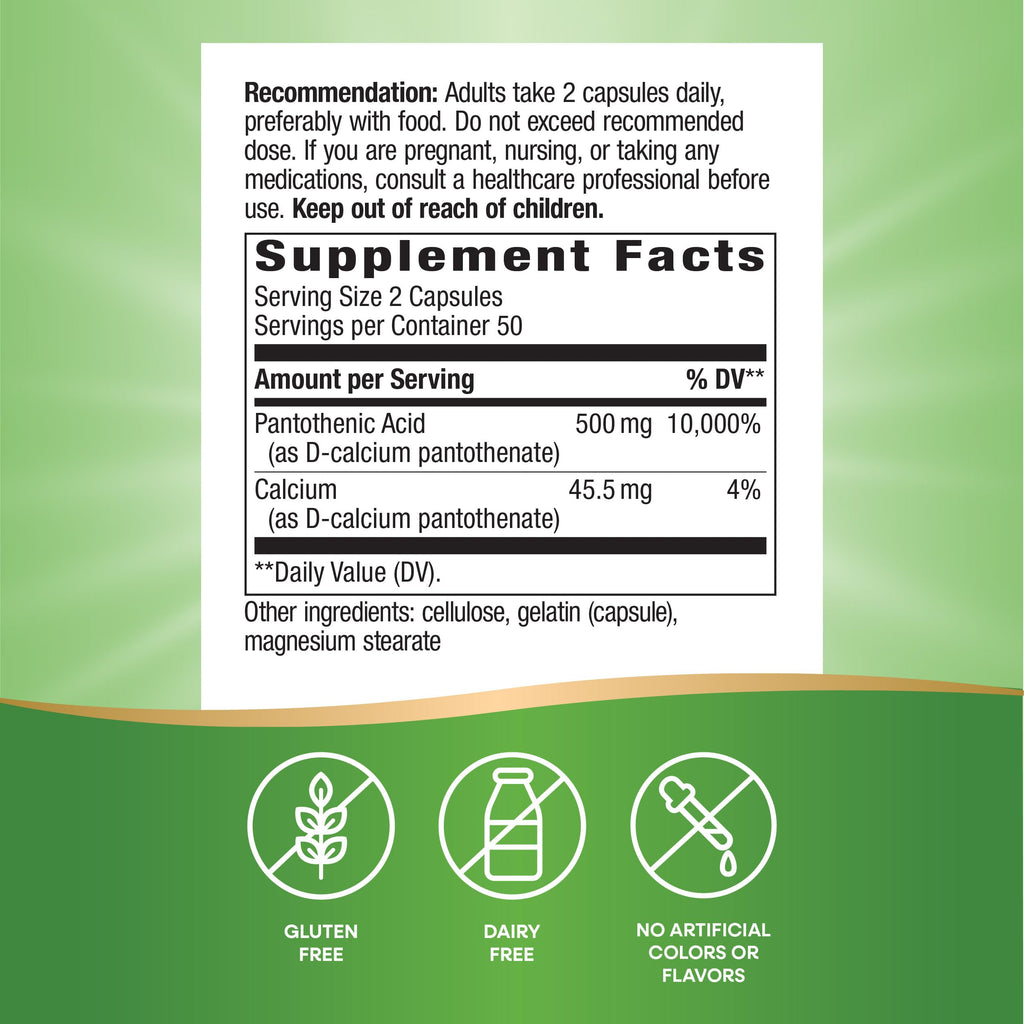 Nature's Way Pantothenic Acid Capsules for Energy - 100 Capsules - image 5