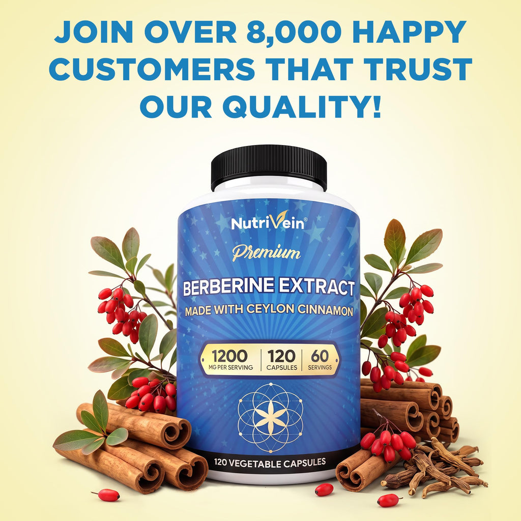 Nutrivein Berberine HCL 1200 mg - 120 Capsules - image 7