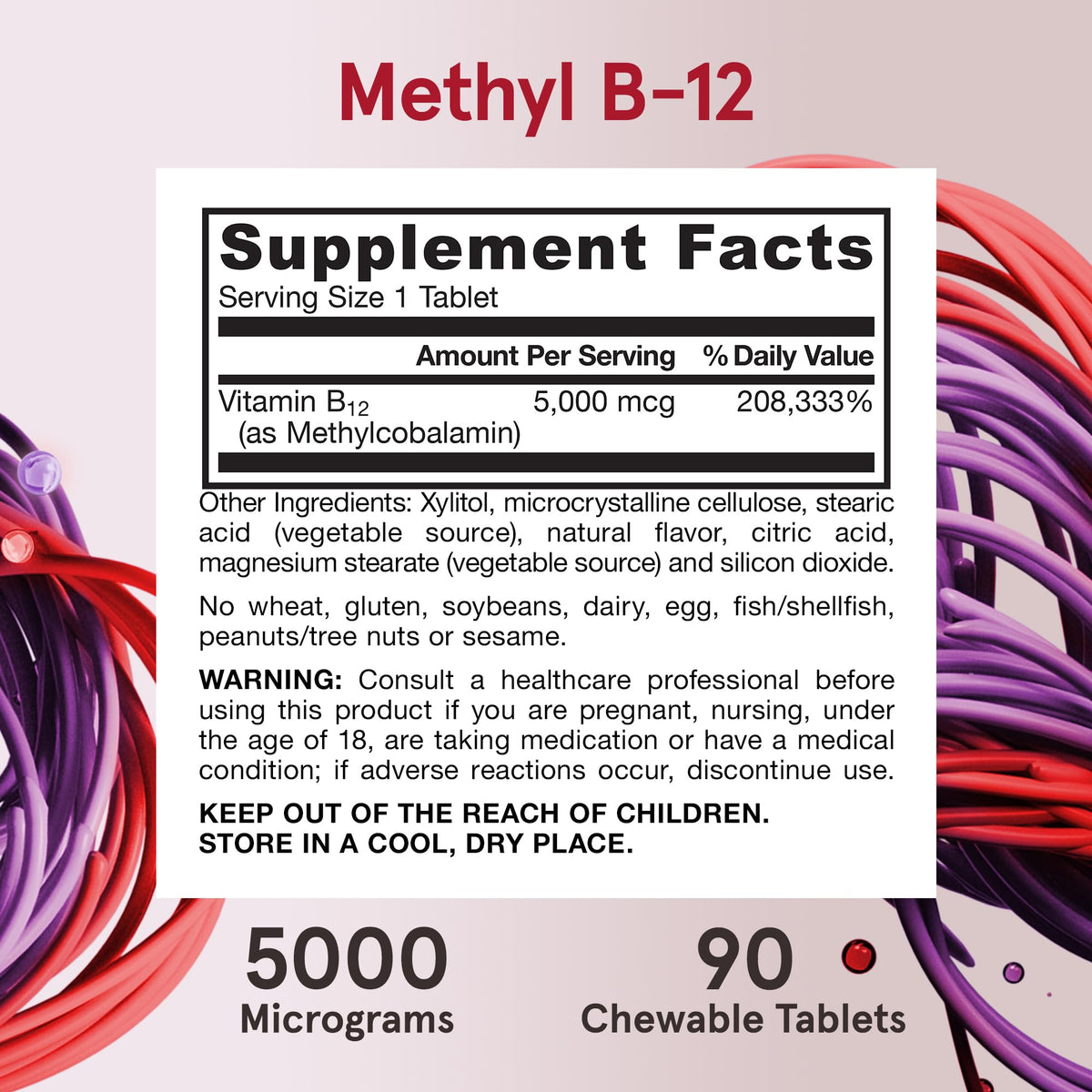 Jarrow Formulas Methyl Vitamin B-12 5000 mcg - 90 Chewable Tablets - image 5