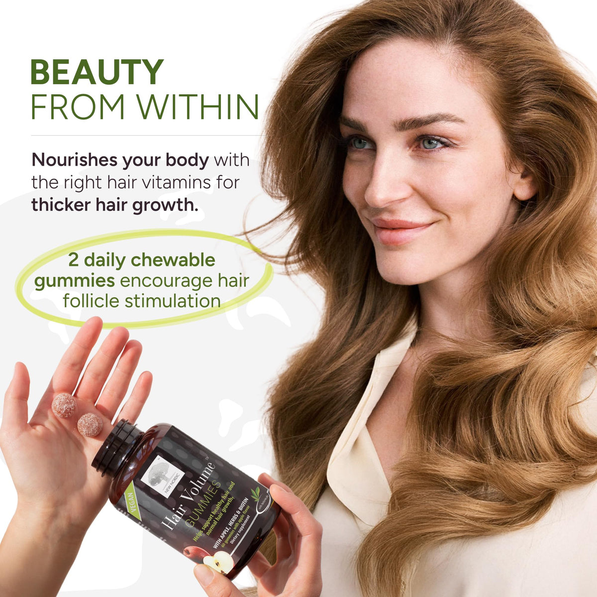 NEW NORDIC Hair Volume Daily Biotin Support Gummies - 180 Count - image 5