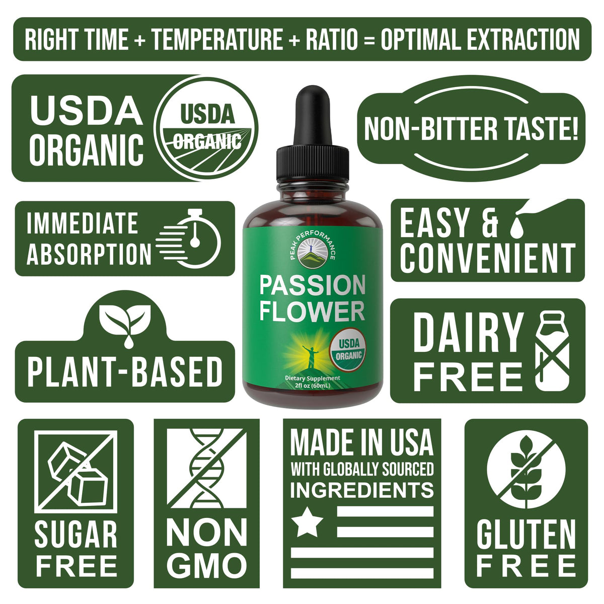 Peak Performance USDA Organic Passion Flower Extract Liquid Drops - 2 Fl Oz - image 7