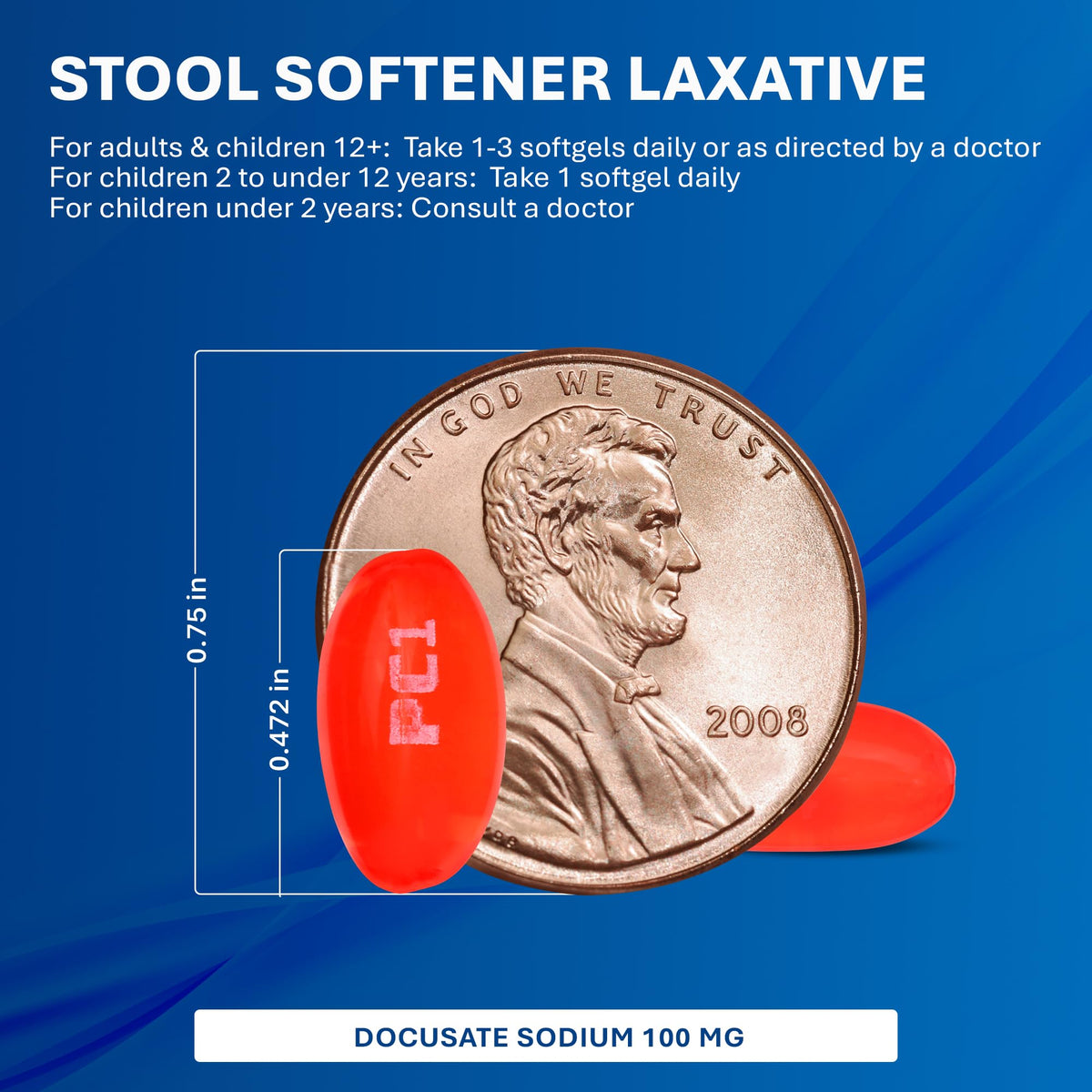 MAJOR Docusate Sodium 100mg Stool Softener - 1000 Softgels - image 3