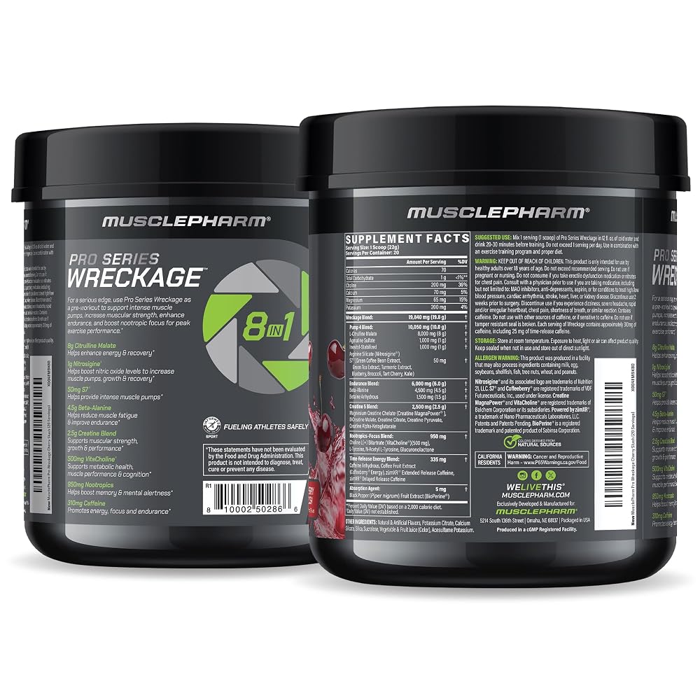 Muscle Pharm Wreckage Pre-Workout Powder Cherry Slush - 20 Servings - image 9