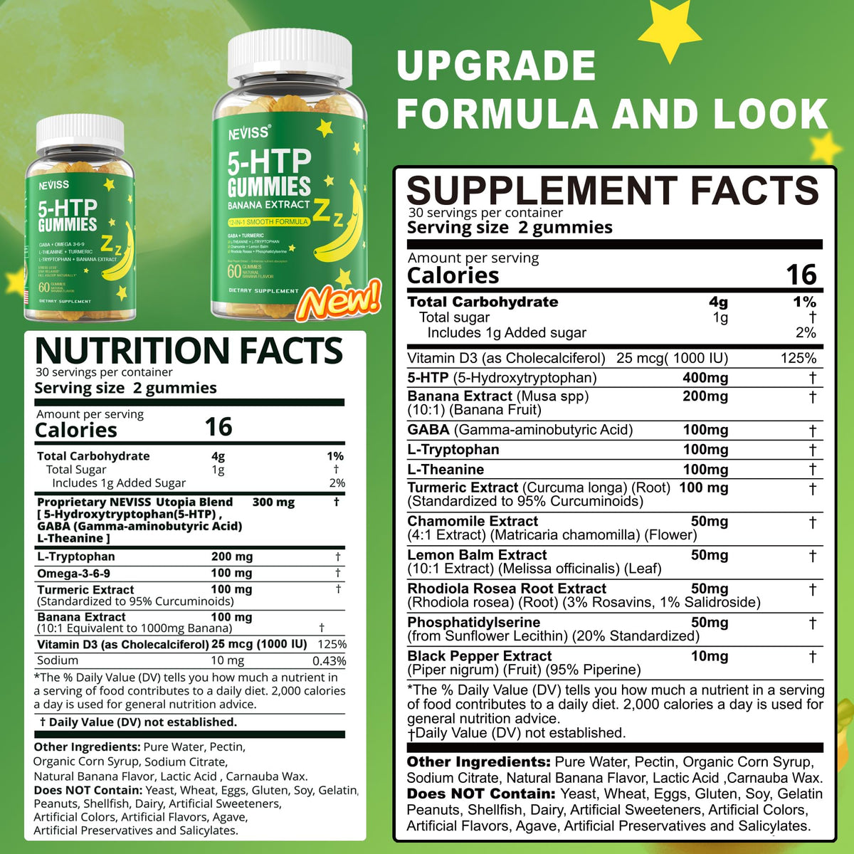 NEVISS 5-HTP Gummies, Melatonin Free Gummies