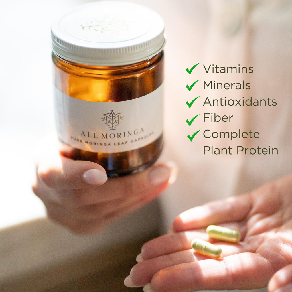 A M Organic Moringa Oleifera Leaf Powder Capsules - 120 Vegetarian Capsules - image 2