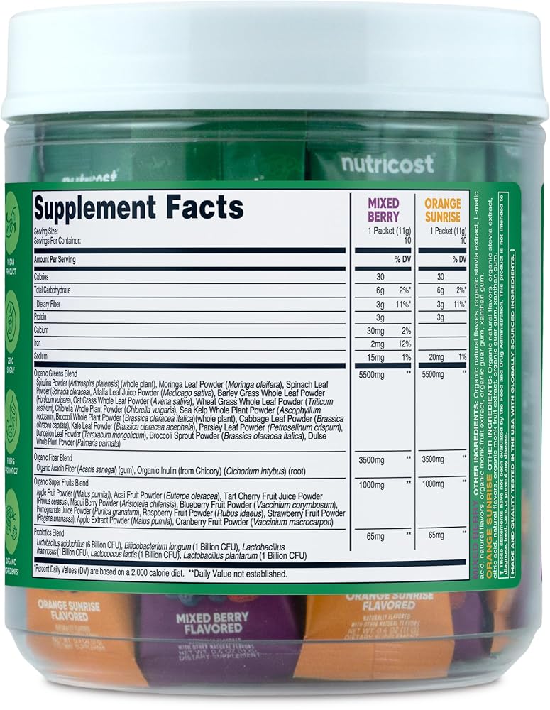 Nutricost Organic Super Greens Variety Pack - 20 Stickpacks - image 5