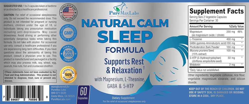 YUMMYVITE Natural Calm Sleep Aid - 60 Capsules - image 7