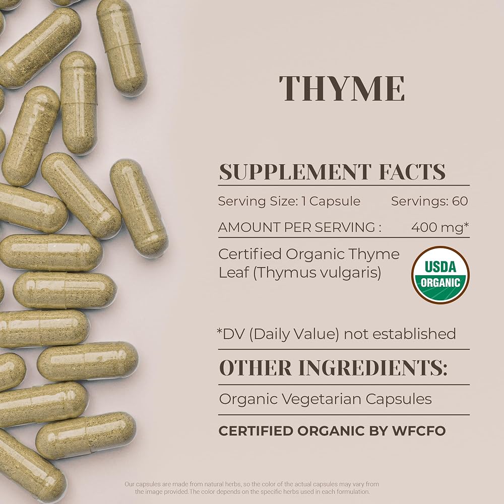 Garden Organics Thyme Herbal Supplement - 60 Vegetarian Capsules - image 3