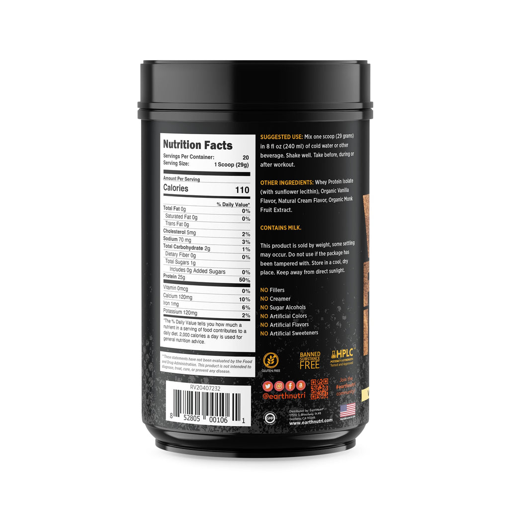 EarthNutri - Whey Isolate Protein Powder for Workout and Muscle