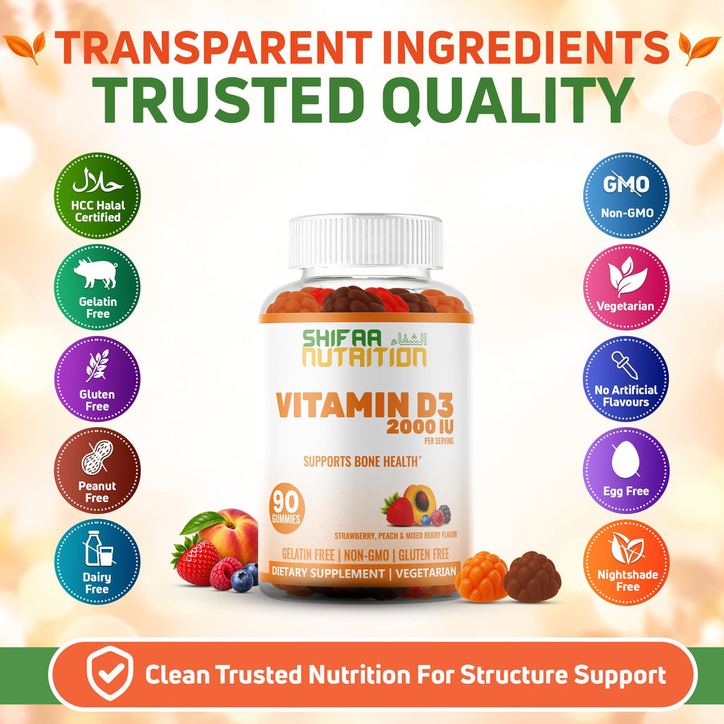 SHIFAA NUTRITION Vitamin D3 Gummies for Adults & Kids - 90 Count - image 5