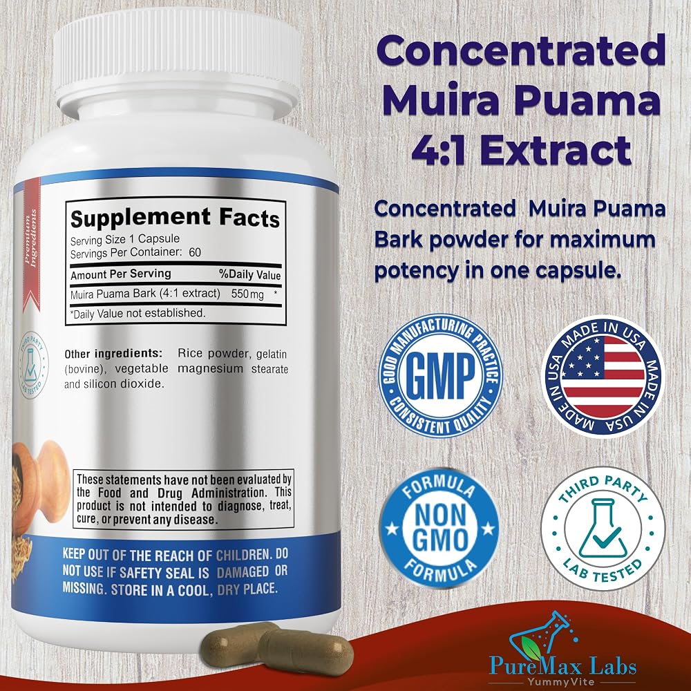 YUMMYVITE Muira Puama 550 mg 4:1 Extract - 60 Capsules - image 2