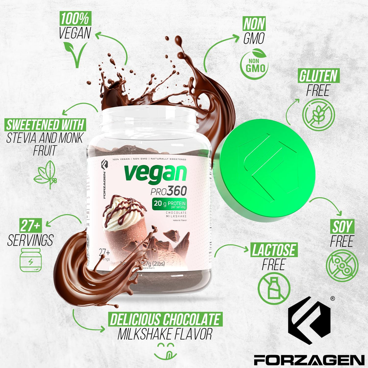 Forzagen Vegan Protein 360 2 Lbs 27 Servings