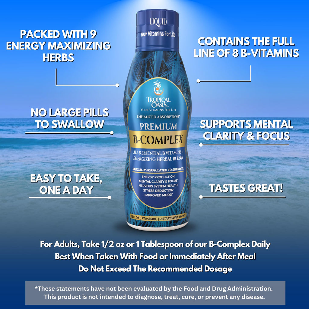 Tropical Oasis Premium Liquid B-Complex with Energy Herbs - 16 oz - image 4