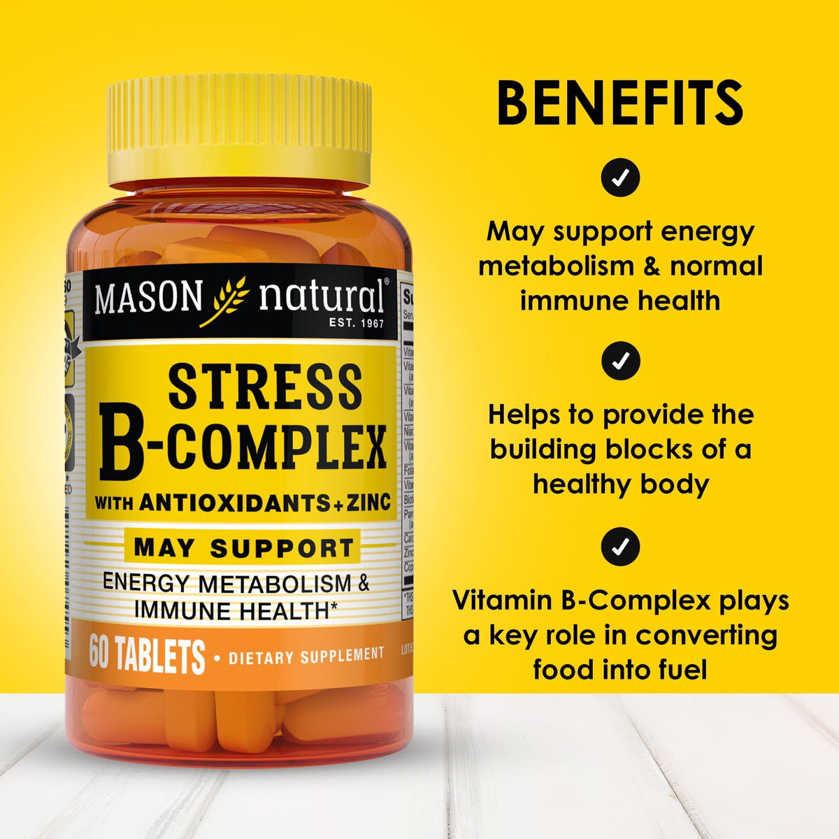 MASON NATURAL Stress B Complex with Zinc - 180 Tablets - image 2