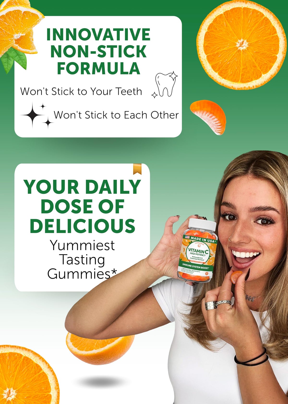 Lunakai USA Made High Potency Vitamin C Gummies for Adults and Kids