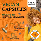 Wild & Organic Turkey Tail Mushroom Capsules 1000 mg - Immune Support