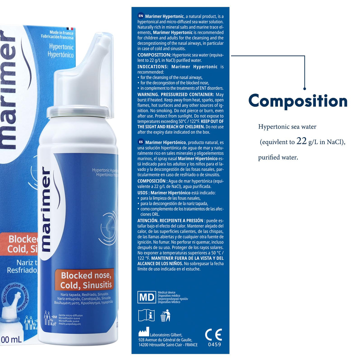 Marimer Hypertonic Saline Nasal Spray 2.2% - 3.38 fl oz - image 3
