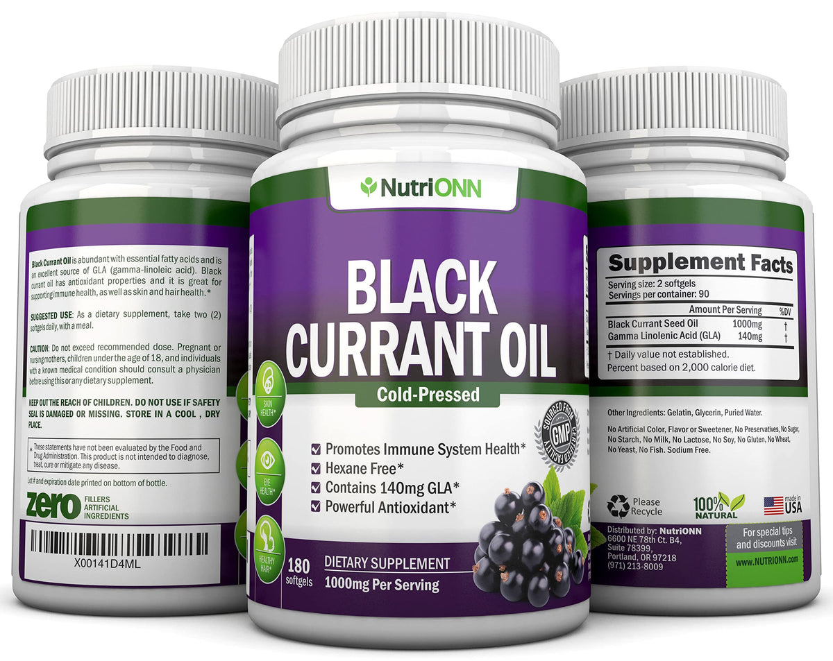 NutriONN Black Currant Oil 1000 mg - 180 Softgels - image 6