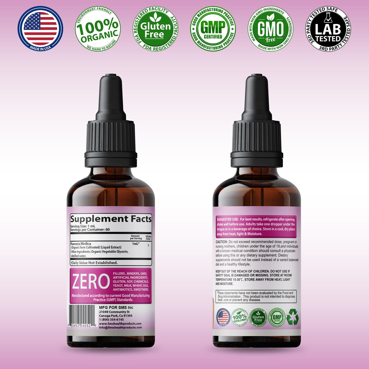 SMSHEALTHPRODUCTS Pueraria Mirifica Drops Herbal Extract - 2 Fl Oz - image 6