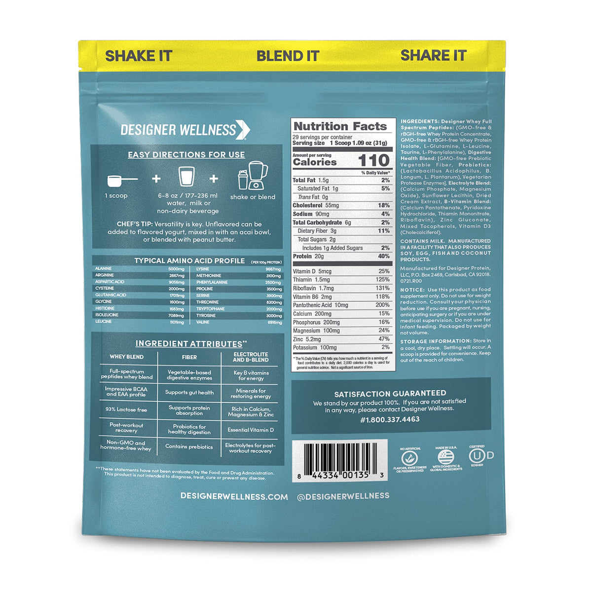 Designer Wellness Designer Whey Protein Powder Unflavored - 2 lb - image 2