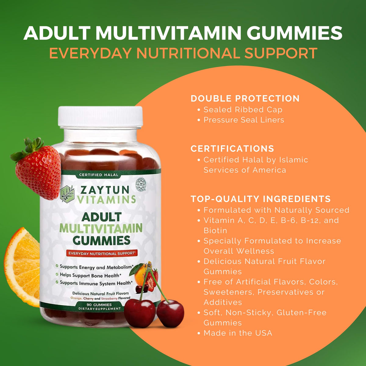 Zaytun Vitamins Halal Adult Multivitamin Gummies - 90 Count - image 6