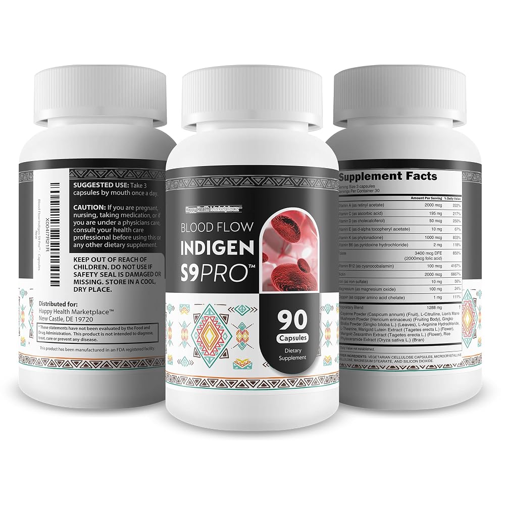 Happy Health Marketplace Blood Flow Indigen S9 Pro - 90 Capsules - image 4
