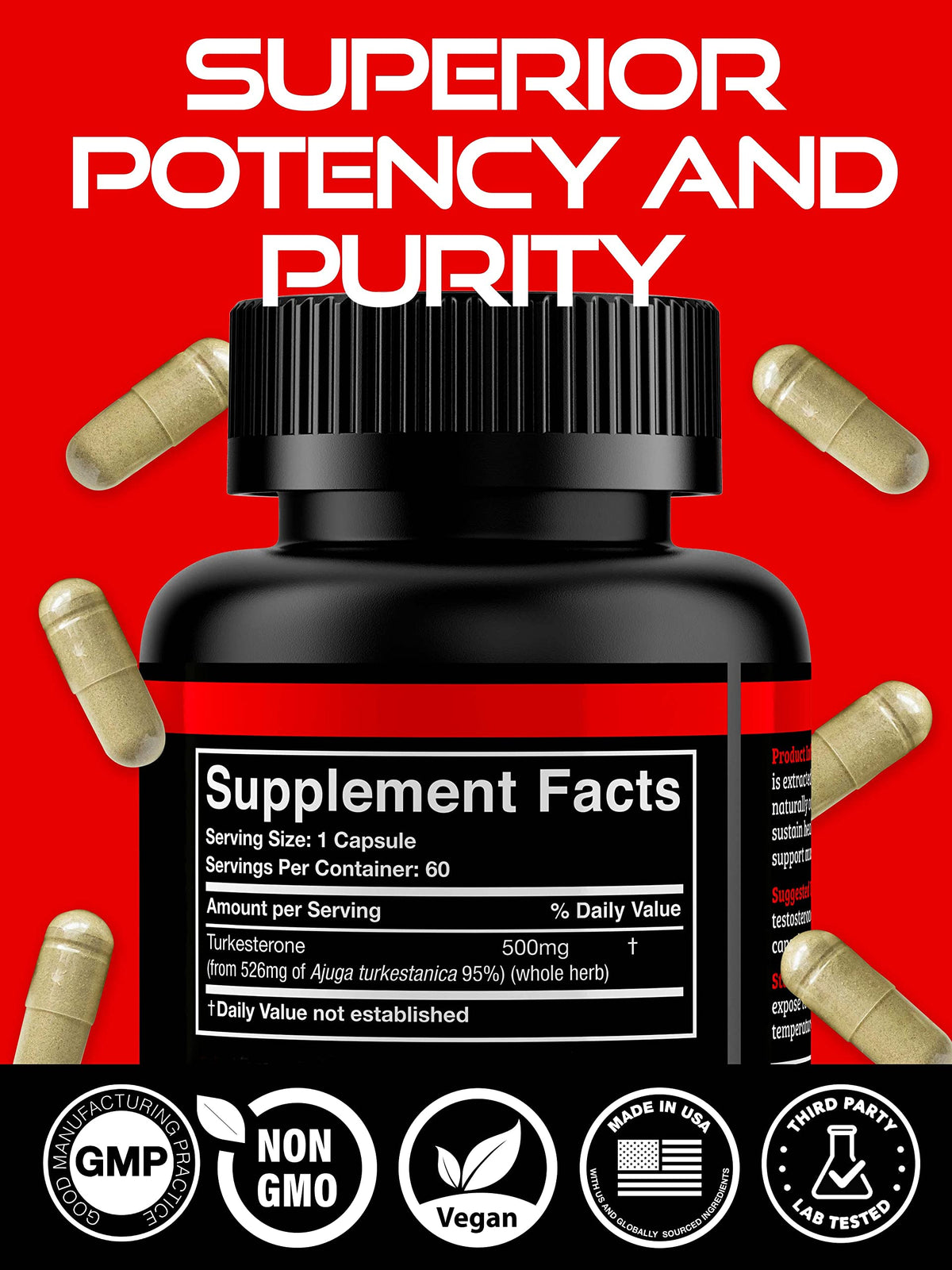Black Forest Turkesterone 500mg Capsules for Muscle Growth - 60 Count - image 4