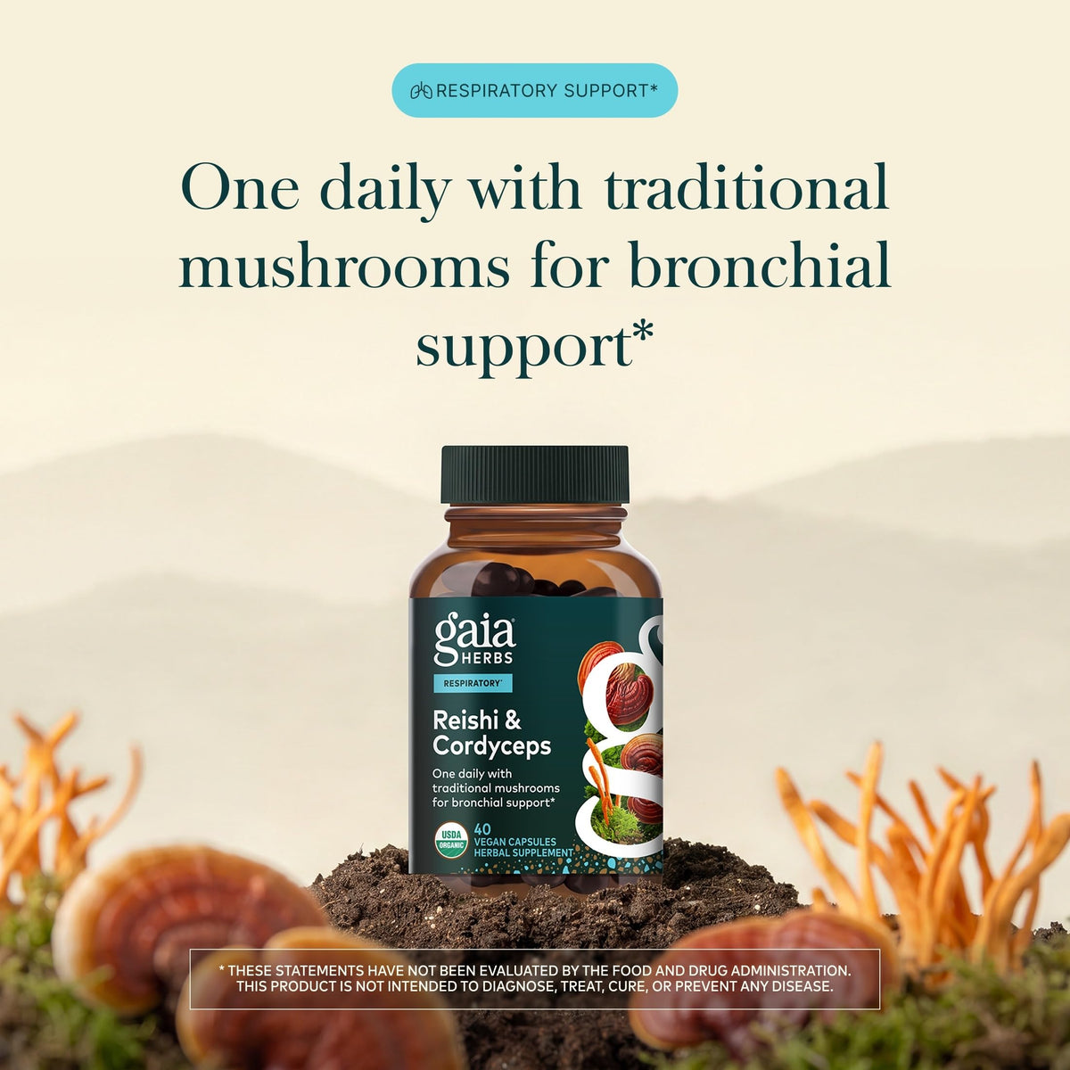 Gaia Herbs Reishi & Cordyceps Immune Support - 40 Capsules - image 3