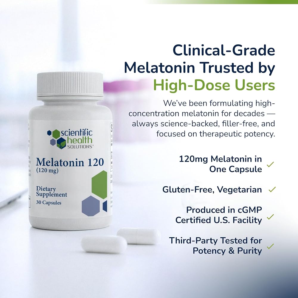 Scientific Health Solutions Melatonin 120mg Sleep Aid - 90 Capsules - image 4