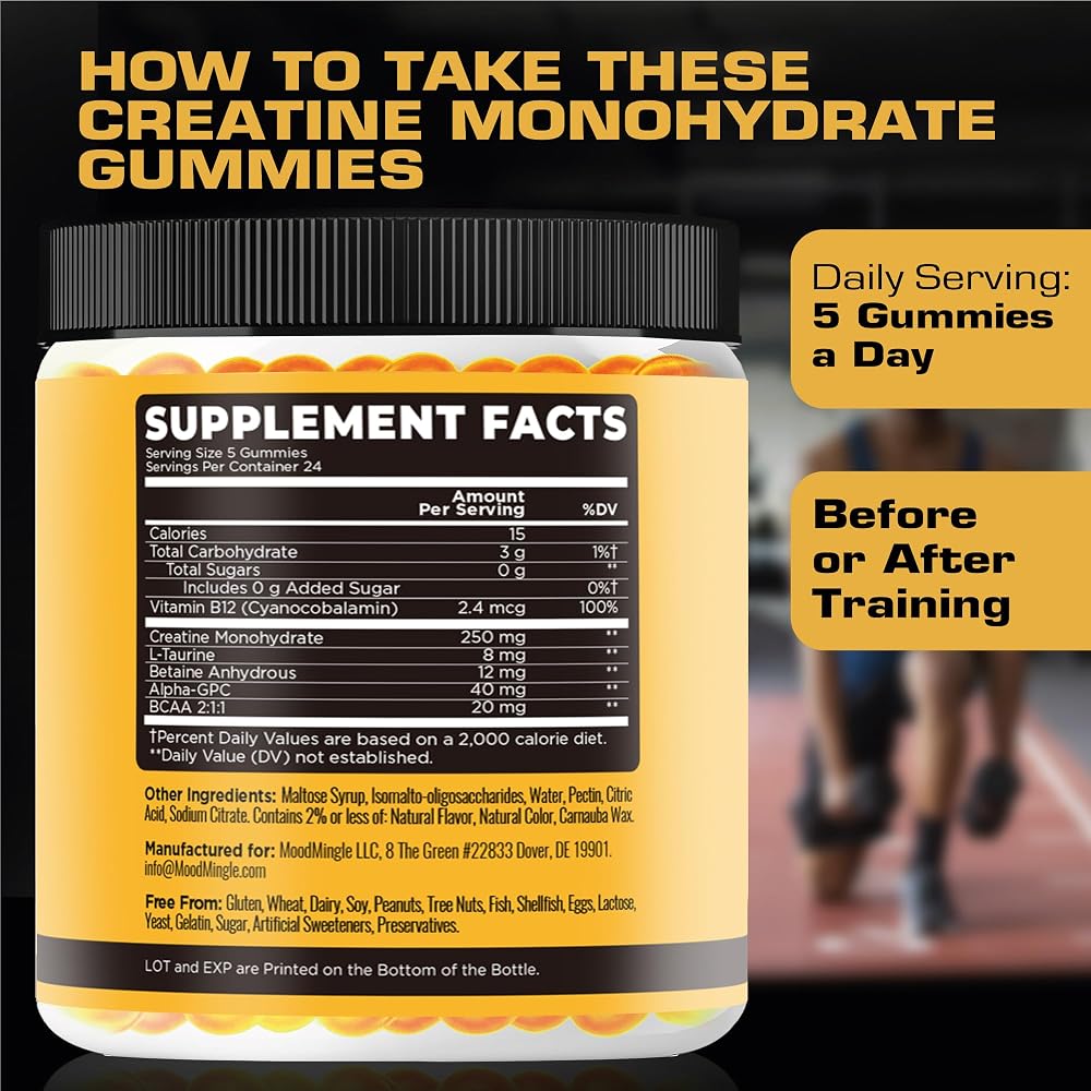 Mood Mingle Creatine Monohydrate Gummies for Men Women - 120 Count - image 7