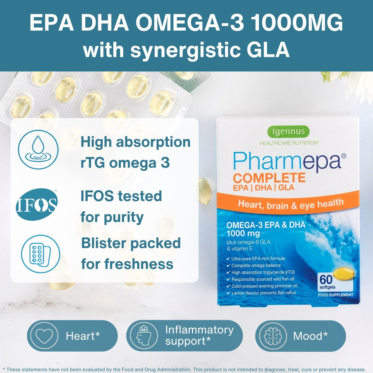 Igennus Pharmepa rTG Omega 3 EPA DHA 1000mg - 60 Softgels - image 2