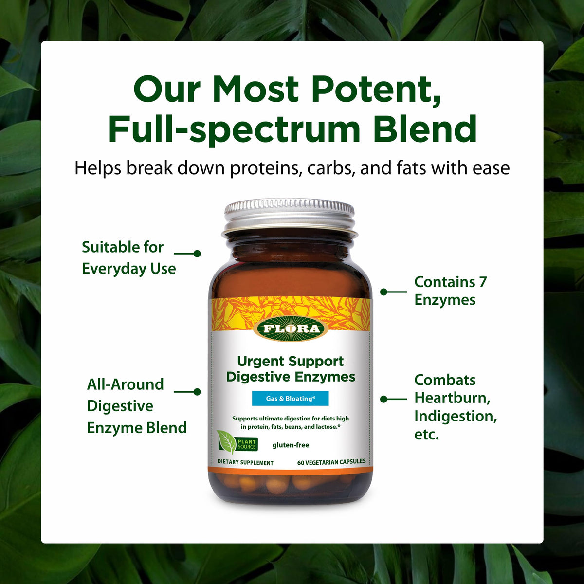 Flora Urgent Support Digestive Enzymes - 60 Vegetarian Capsules - image 4