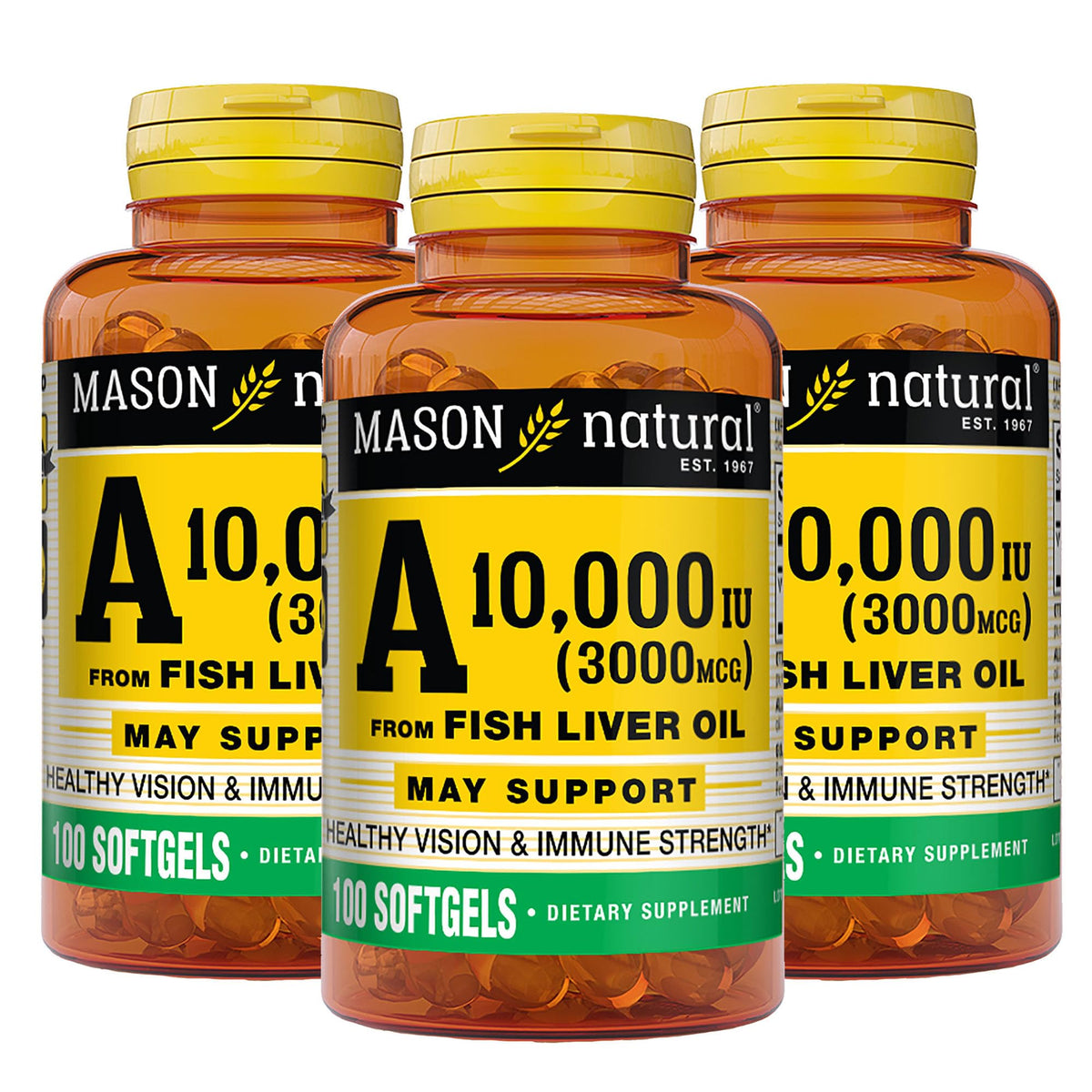 MASON NATURAL Vitamin A 3000 mcg Fish Liver Oil - 300 Softgels