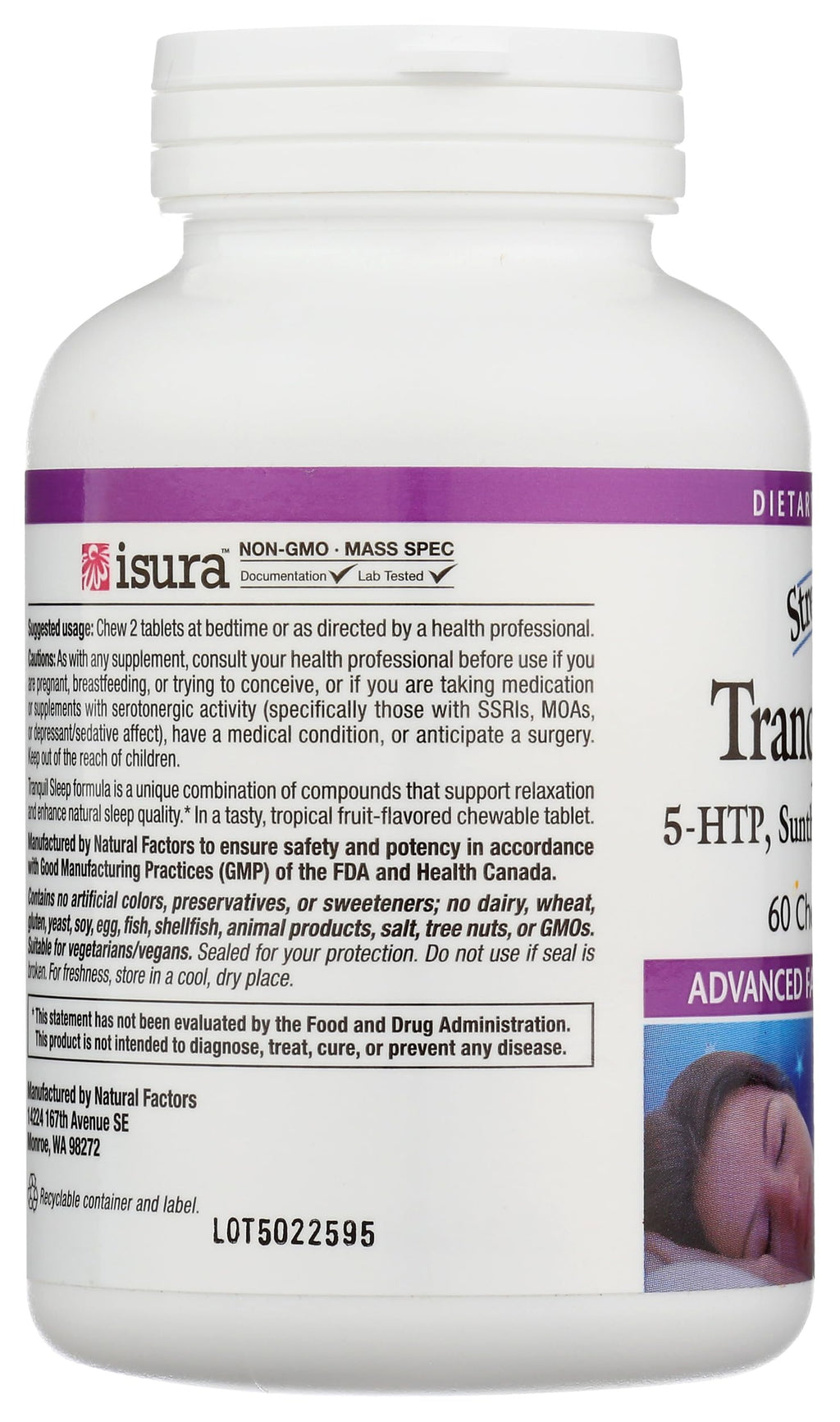 Natural Factors Stress-Relax Tranquil Sleep Chewable Tablets - 60 Count - image 6