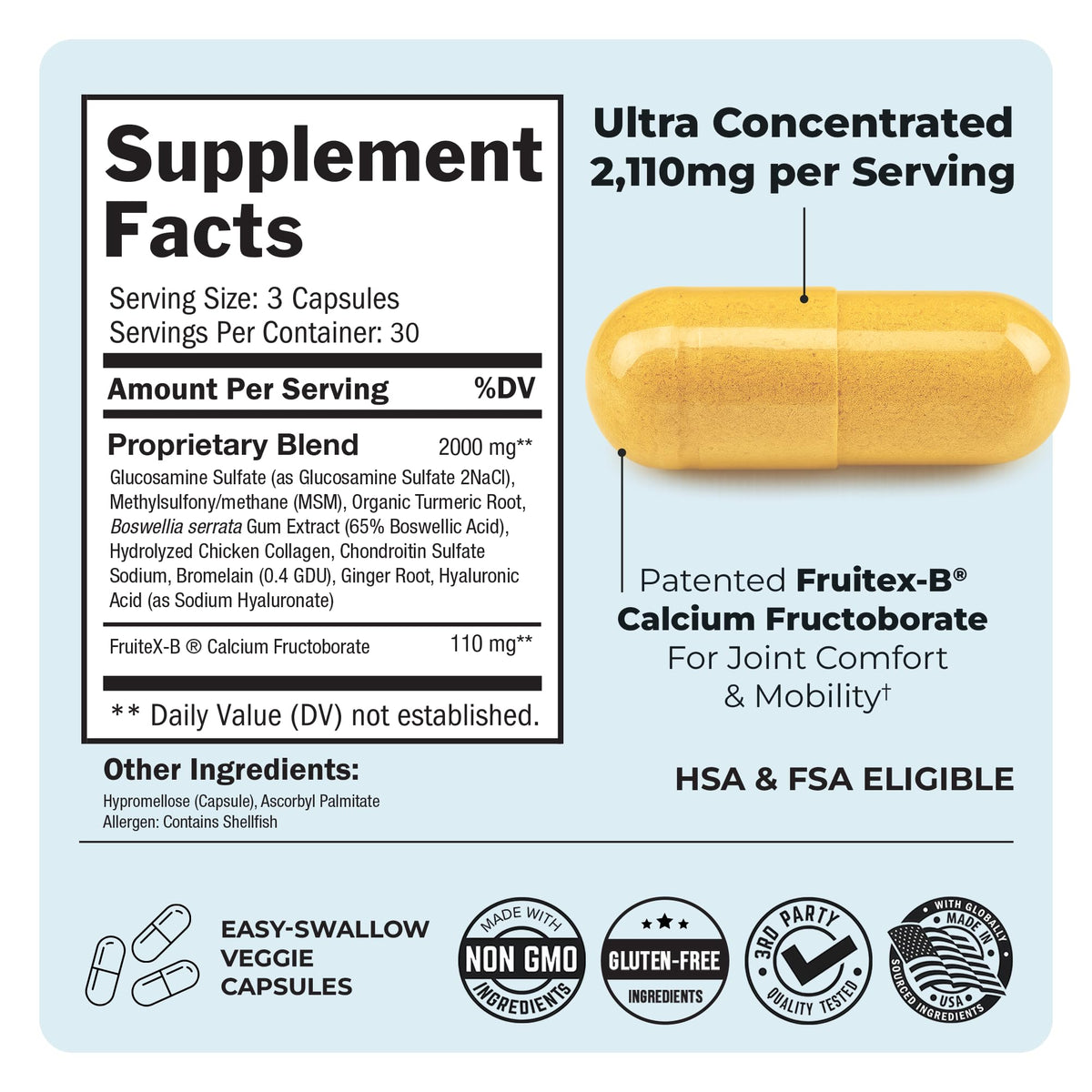 BioSchwartz Glucosamine Chondroitin MSM Joint Support - 90 Capsules - image 4