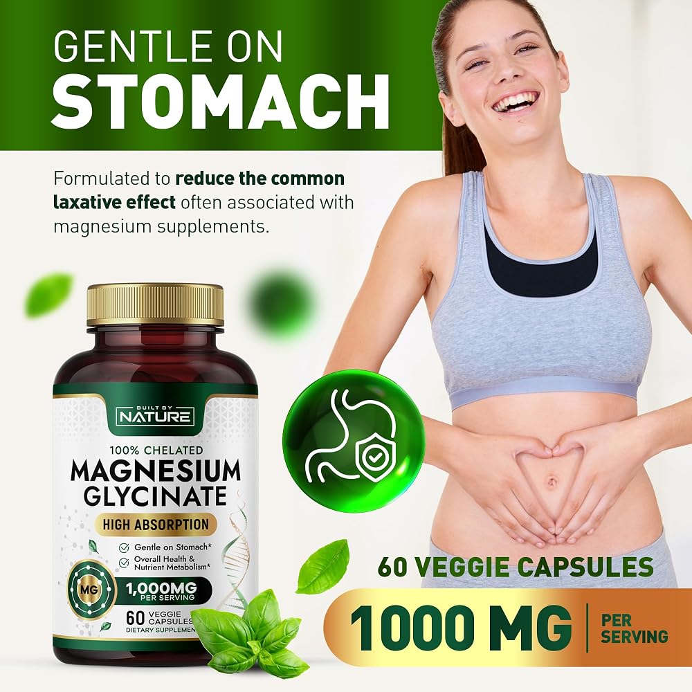 Built By Nature Magnesium Glycinate 1000mg Supplement