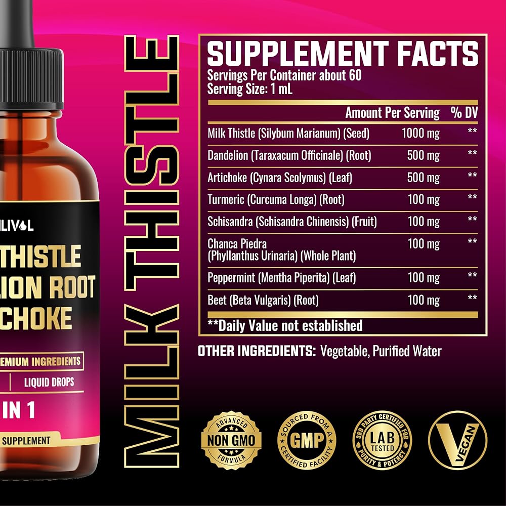 MILIVOL 8in1 Milk Thistle Liquid Drops - 60 Days Supply - image 2