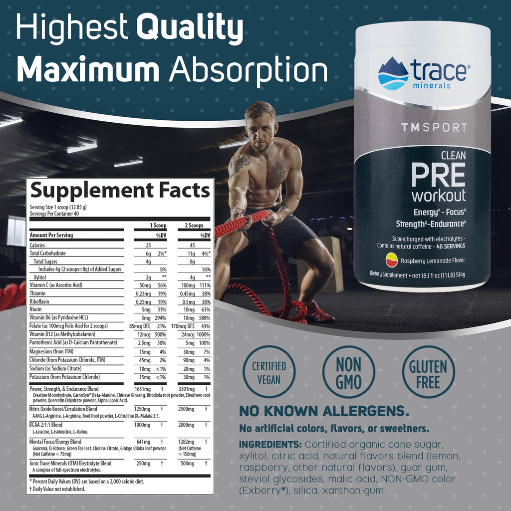 Trace Minerals Pre Workout Energy Drink Powder - 13 oz - image 4