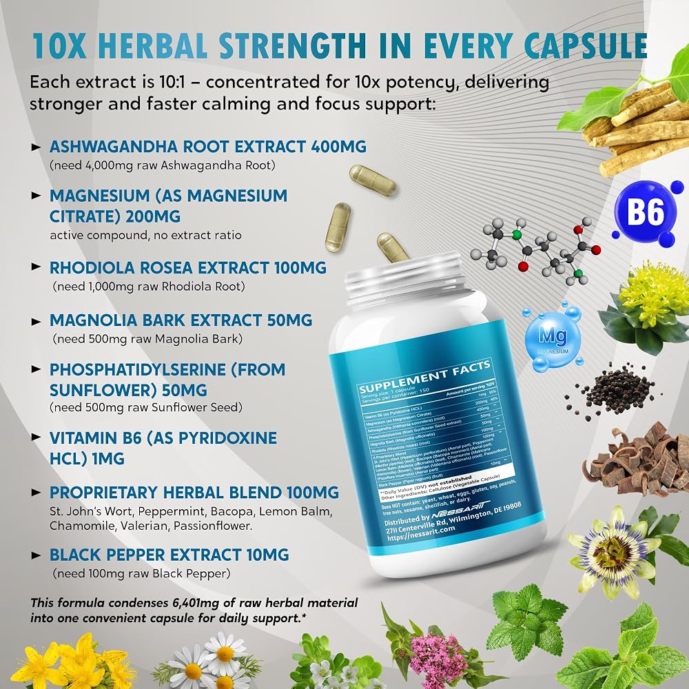 Nessarit Complete 14-in-1 Cortisol Wellness Ashwagandha - 150 Capsules - image 4