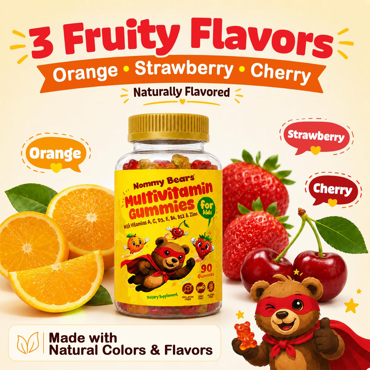 NOMMY BEARS Kids Multivitamin Gummies Age 2+ - 90 Gummies - image 4