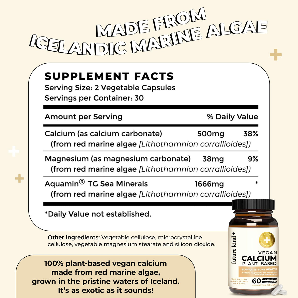 Future Kind Vegan Calcium Supplement for Teeth & Bone Support - 60 Capsules - image 5
