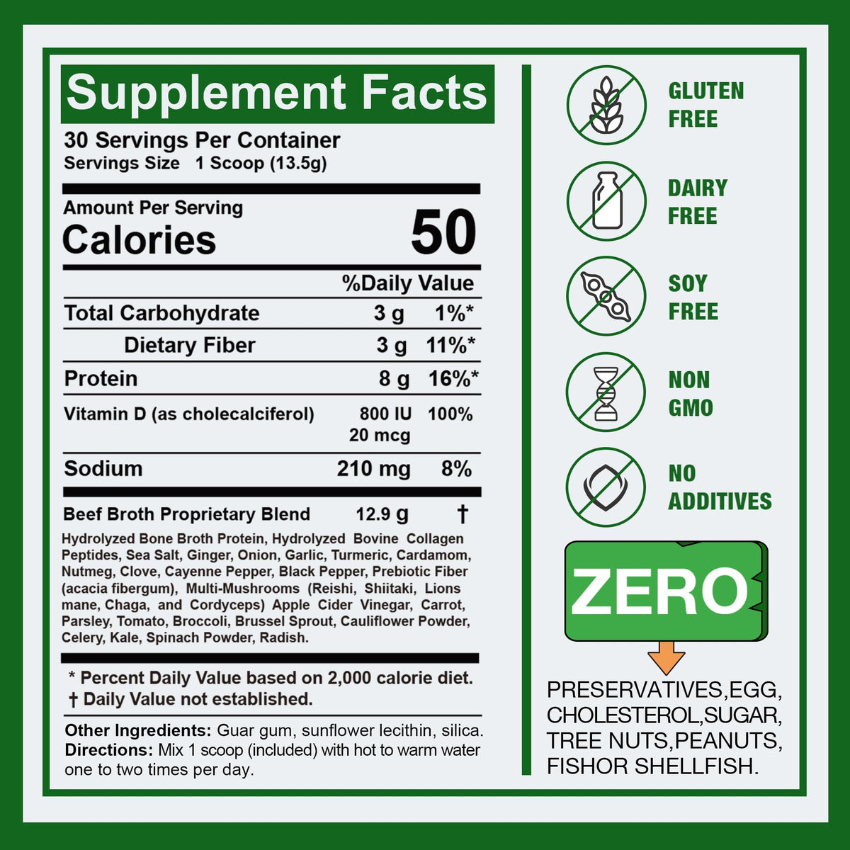 Zammex 100% Grass-Fed Bone Broth Protein Powder