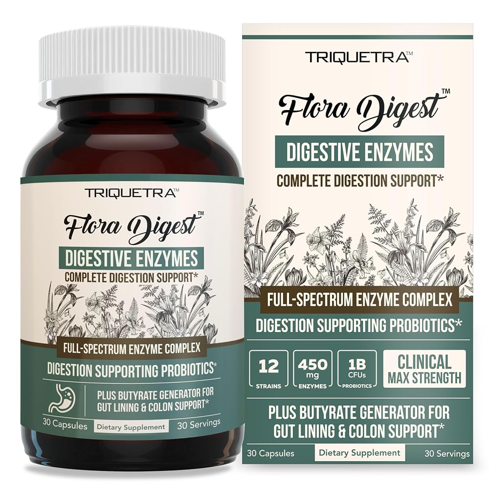 Triquetra Health Flora Digest - 3-in-1 Max Strength Digestive Enzymes