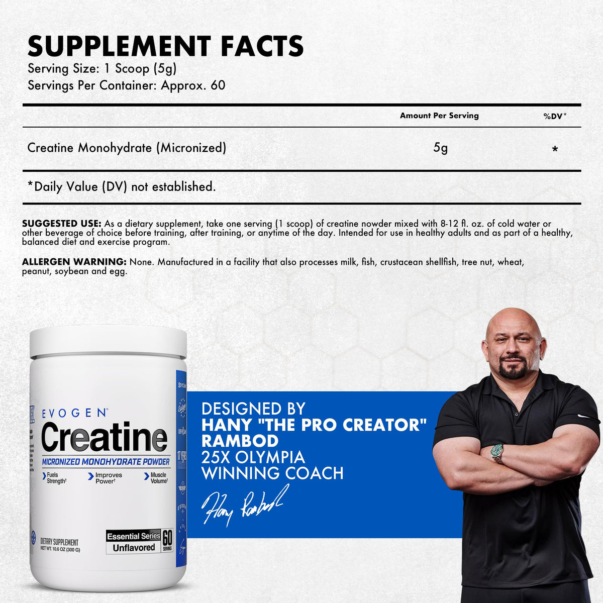 Evogen Creatine Monohydrate Powder Unflavored - 60 Servings - image 3