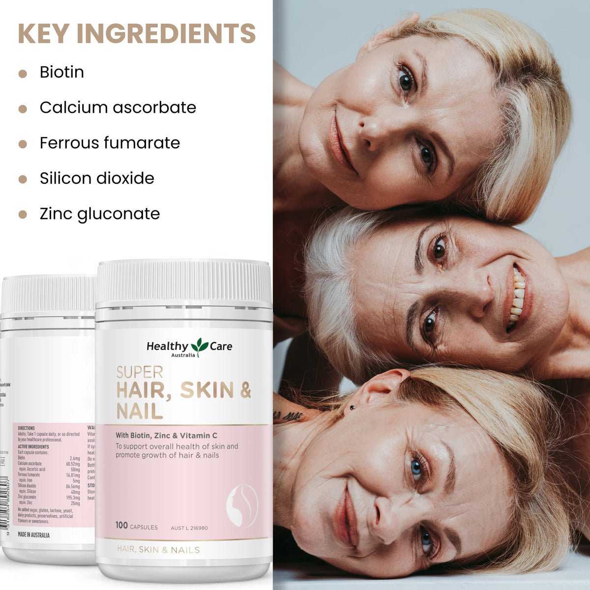 Healthy Care Super Hair Skin & Nails - 100 Capsules - image 4