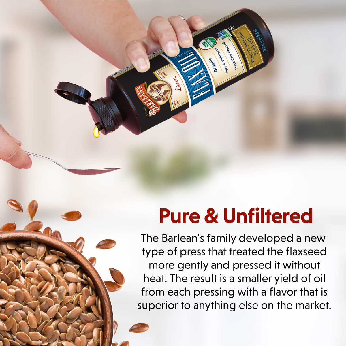 Barlean's Organic Lignan Flaxseed Oil, ALA Omega-3, Cold-Pressed, 8oz - image 5