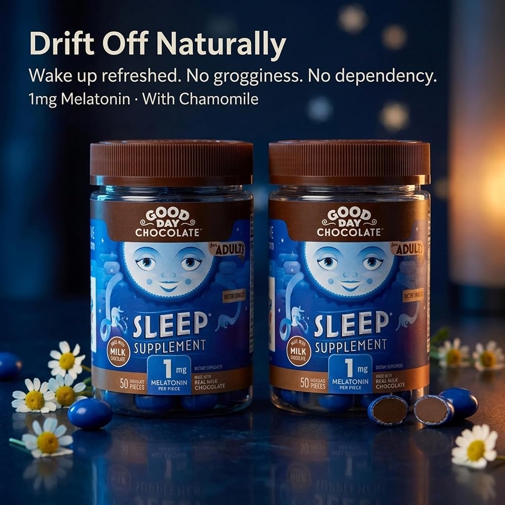 Good Day Chocolate Melatonin for Adults [ 80 Count ] - Fair Trade